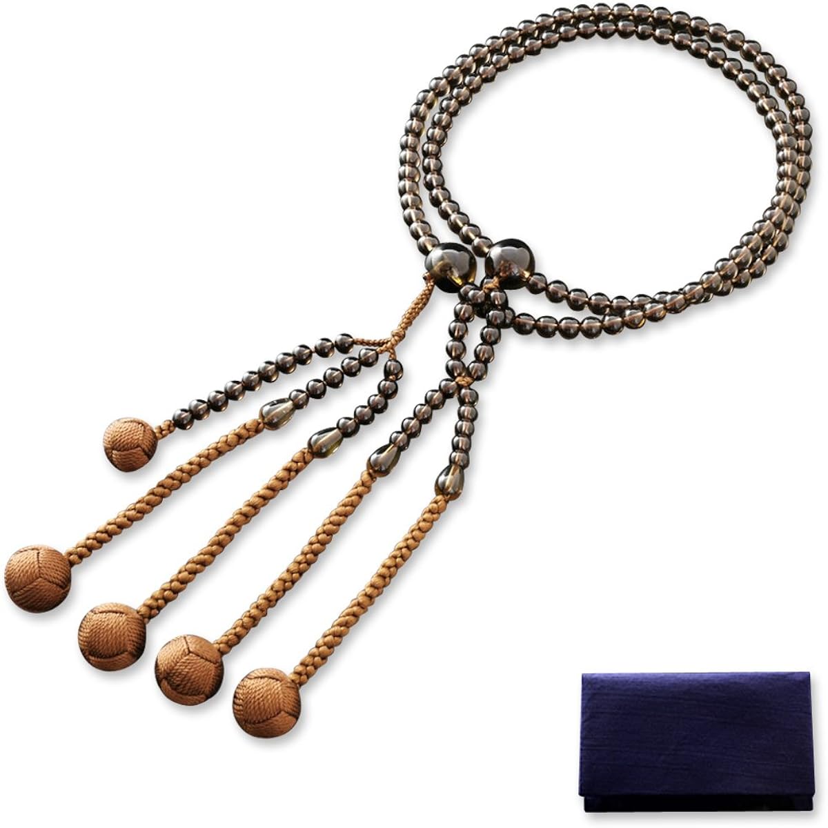 Kyoto Buddhist Altar Hayashi Prayer Beads Nichiren Buddhism Shakuni Tea Crystal (for Men) Formal Official [Bead Bag Set] SM-067 Kyoto Prayer Beads