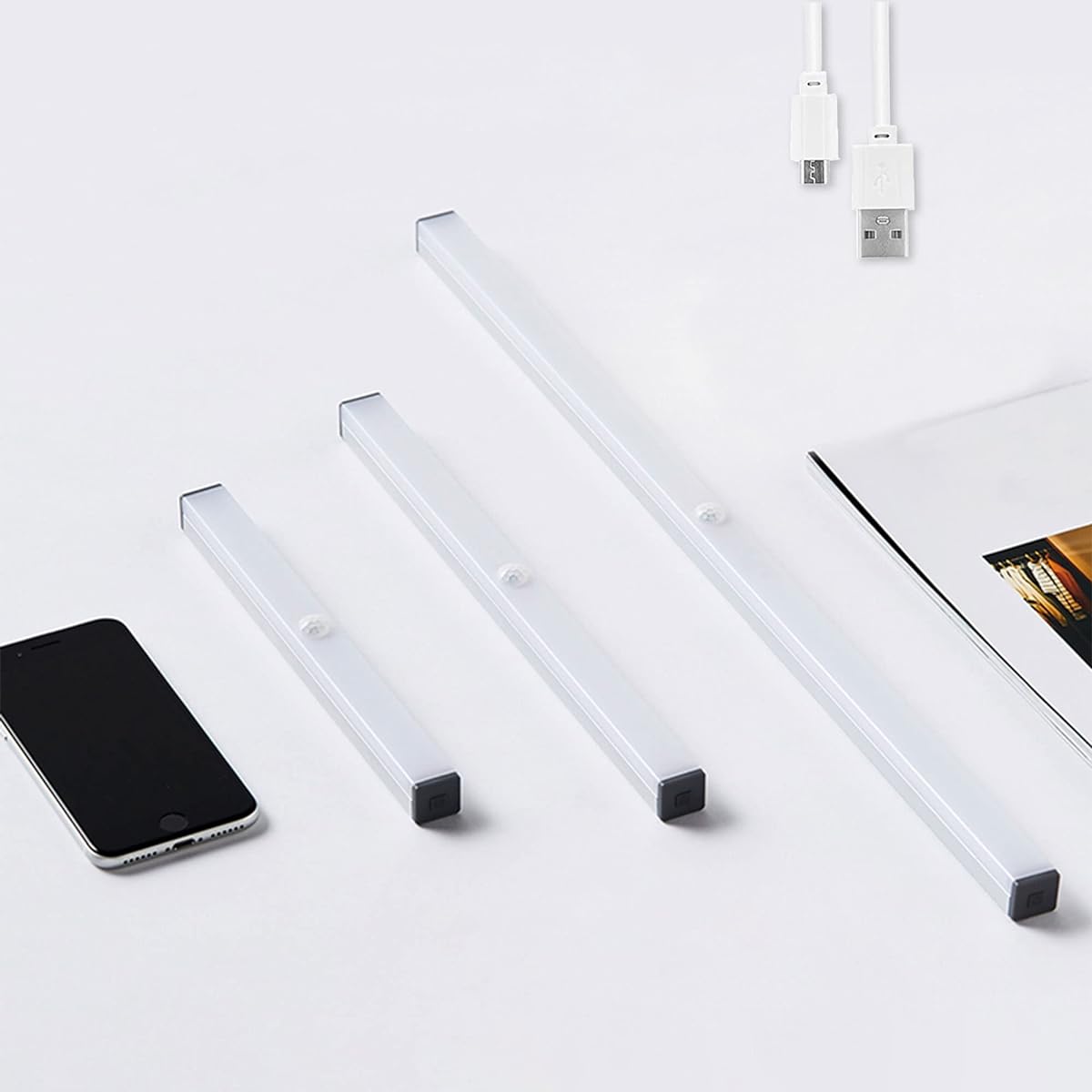 7Life LED Sensor Light, Motion Sensor Light, LED, Indoor Bar Light, USB Rechargeable, LED Bar Light, Indoor, Ultra Bright, Slim, High Capacity, Battery, Ultra-thin Design, Stair Light, Foot Light,