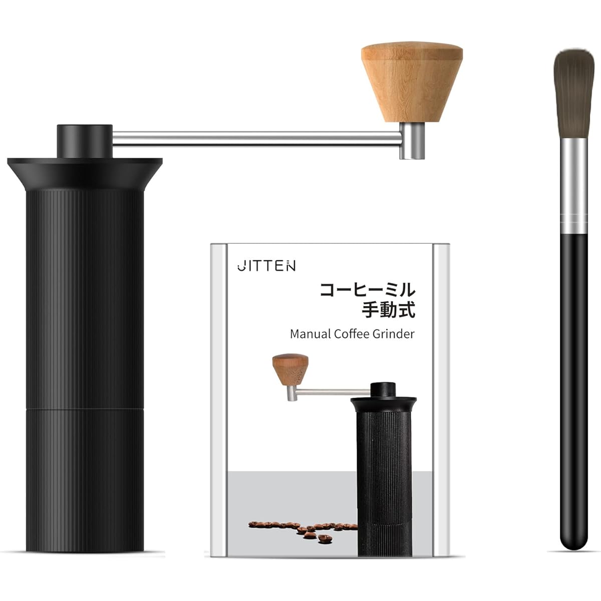 Manual Coffee Mill, Hand Ground Coffee Mill, 440C Stainless Steel Blade, Manual Coffee Mill, Coffee Grinder, Adjustable Coarseness, Rapid Grind, Manual Coffee Mill, Outdoor, with Brush, Uniform Powder, Labor Saving, Small, Easy to Care, Cannot be Washed,