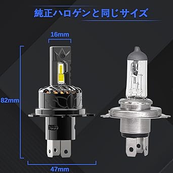 Fenikso Industry's First Model H4 LED Headlight Integrated HI/LO Switching Cooling Fan Built-in Canceller 108W Fog Lamp Optical Axis Adjustment Free White Explosive Light For DC12V 2 Pieces