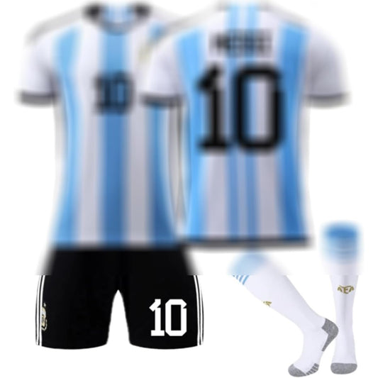 Soccer Uniform Messi Uniform Top and Bottom Set for Argentina National Team Home Messi MESSI Uniform Number 10 Replica Junior Uniform GV Original Set Product (Adult Size S)
