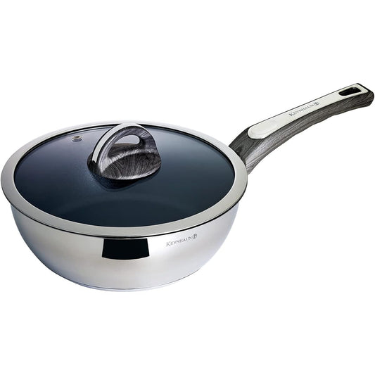 Kevnhaun Kevnhaun KVDP24 Stainless Steel Deep Pan, 9.4 inches (24 cm), Fluorine Resin Processing, Easy to Clean KEVNHAUN Kevenhavn PFOA Free Deep Design, Easy to Stew, Stainless Steel Frying Pan,