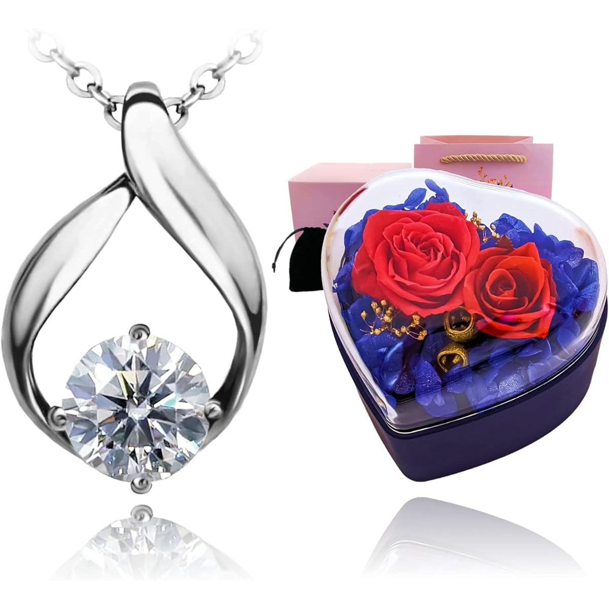 [Enscene] Angel Drop Swarovski Zirconia Engraved Necklace Women's Birthday Gift Set