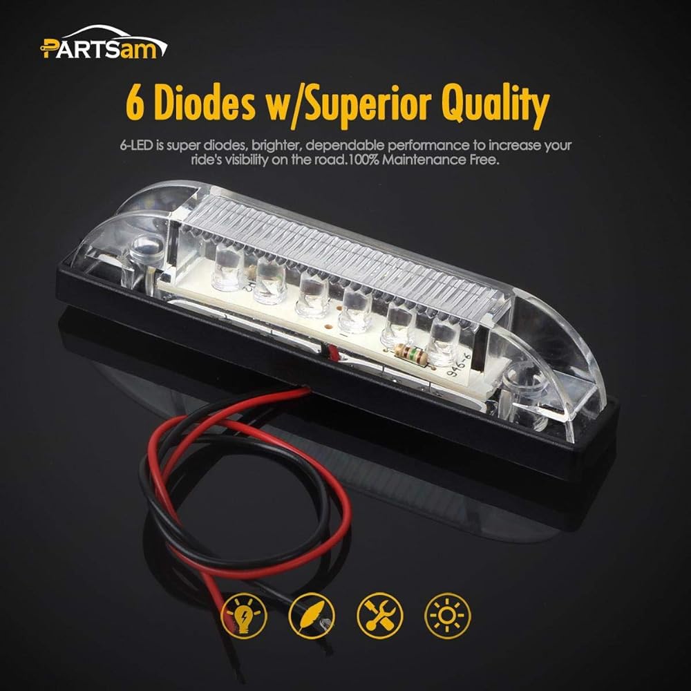PARTSAM 4 inch ultra -thin lines LED Utility Light bar 9 Diode Sealed Clear Lens White 12V Marine Boat RV Interior Light Pickup Track Bonnet Lower Light Side Marker Lump