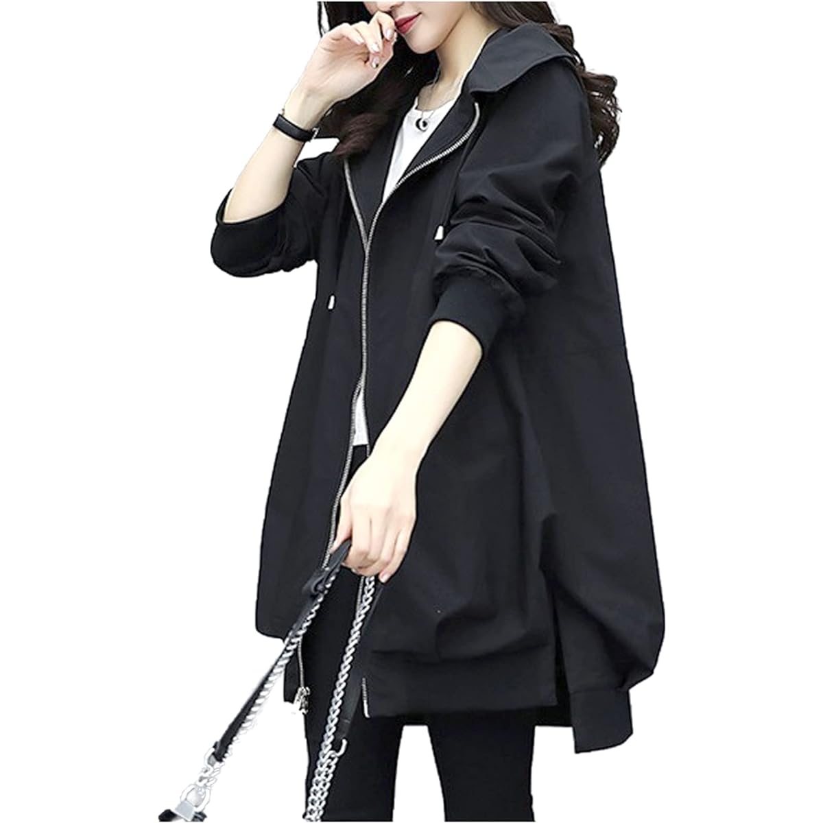 Famy FM212 Women's Mountain Parka, Light Outer Jacket, Long Sleeve, Hooded