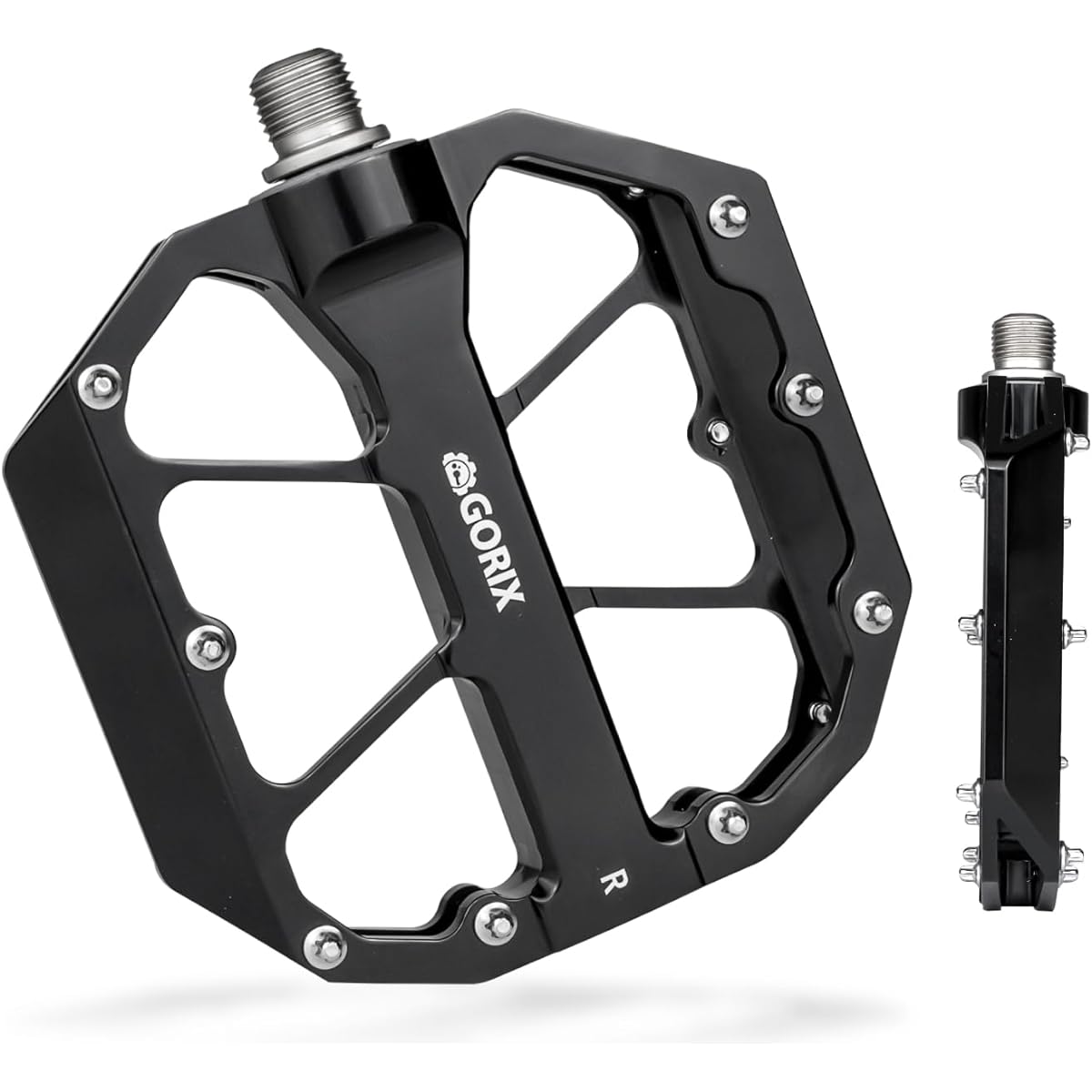 GORIX Bicycle Pedal Flat Pedal [Wide Smooth Rotation 3 Bearings Anti-Slip Pin] Cross Bike Black (GX-FX961) Pedal Replacement Customization Road Bike MTB Compatible with Other Bicycles Commuting to Work or School