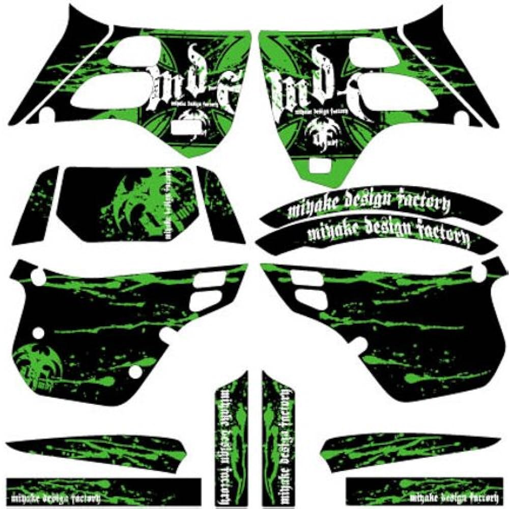 Emdyev (MDF) Graphic Kit Complete Set Bloody Model Lime Green KDX125SR 91-99 (All models) MKDX125-C-GR-ALL
