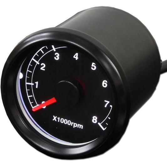 Rise Corporation LED Tachometer, Black Body/Black Panel, 1.9 inches (48 mm), Electric, x1000rpm, Motorcycle, Motorcycle