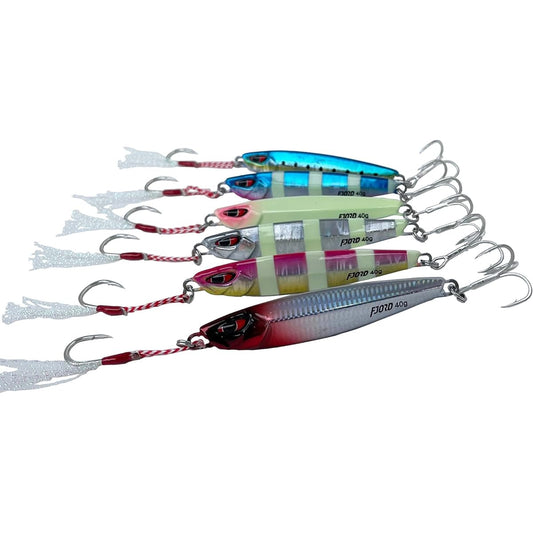 fjord metal jig 6 color set 20g/40g lure slow light compatible with shore jigging