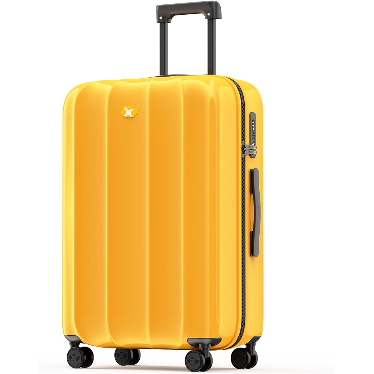 [MGOB] Suitcase Carry-on Carry Case Hinomoto Caster S Size 3 Nights 4 Days 40L Mirror Polished Polycarbonate Lightweight Aluminum Carry Bar 4 Level Adjustment Double 4 Wheels Quiet Long Lasting Zipper Type TSA Lock Overseas Travel M14 Yellow