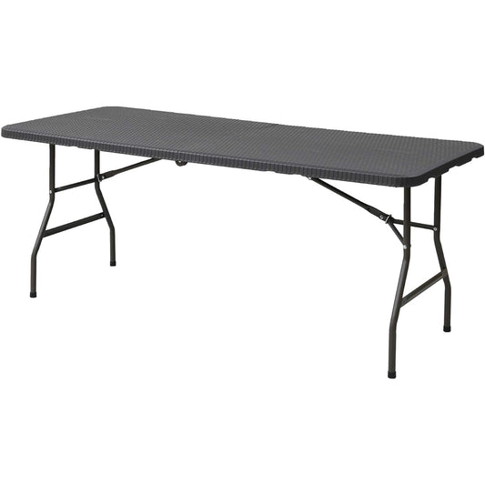 [Garden Master] Folding Garden Table Width 180 x Depth 76 x Height 73cm Wicker Style Garden Balcony Terrace Balcony Dark Brown HFT-1876