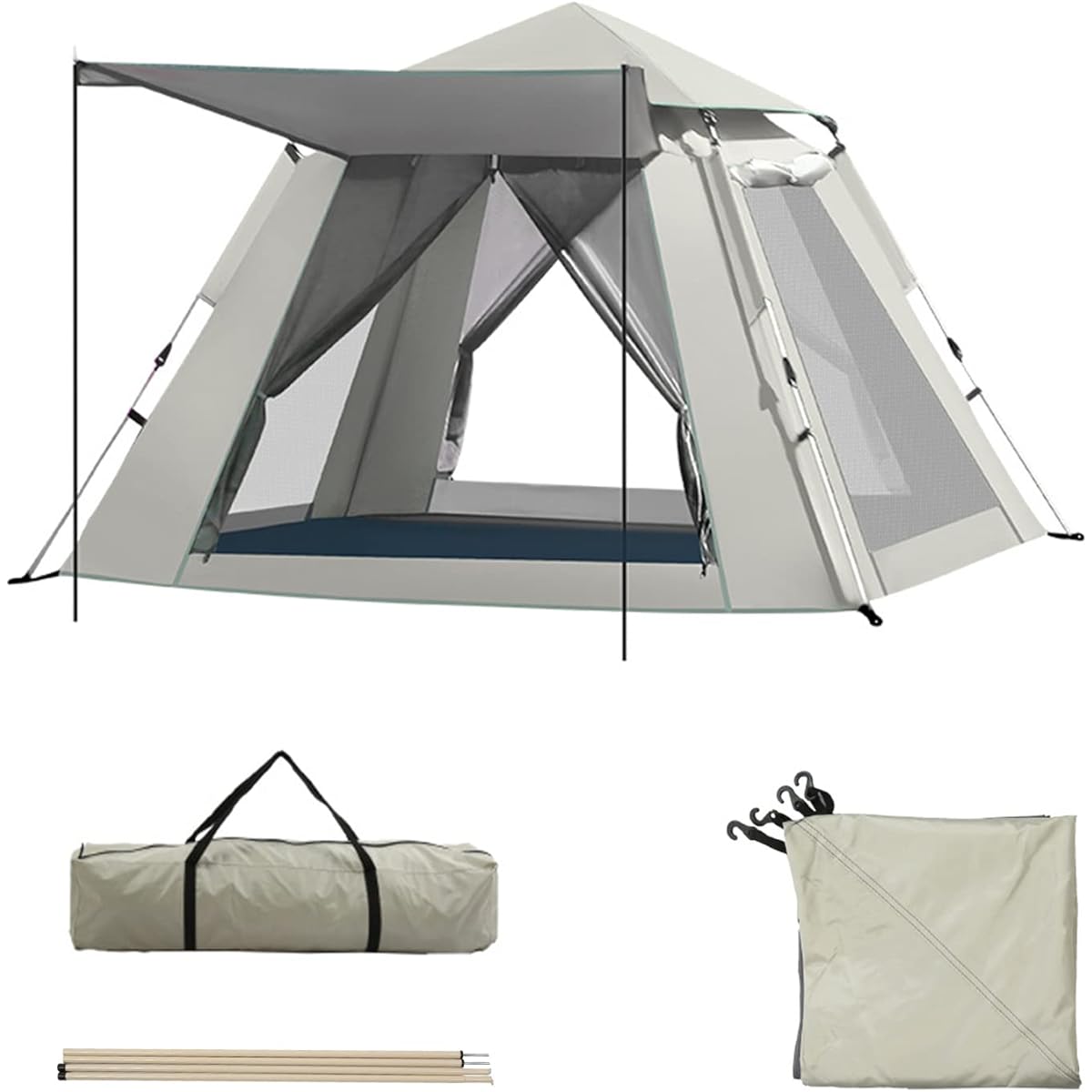 kilogorge Tent for 4-8 People, Outdoor Camping, One-Touch Tent, Large Tent, 2 Doors and 2 Windows with Fully Automatic Quick Opening, 4 Screen Ventilation, Large Space, Safe, Odor, Panoramic Door and