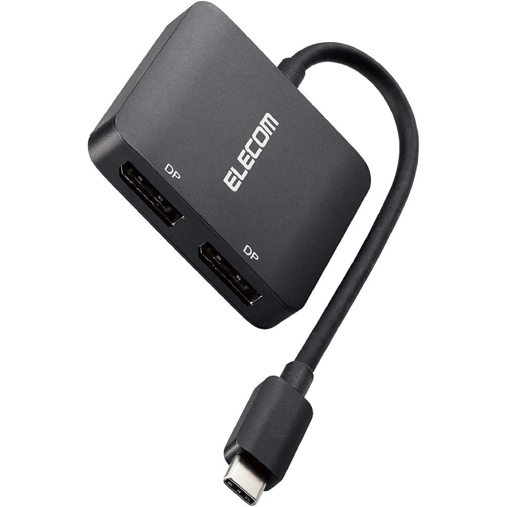 ELECOM USB C Conversion Adapter Cable TypeC & DisplayPort (2 Ports) Compatible with iPhone 15 8K30Hz (7680×4320) 12cm Black CAC-CDP20BK