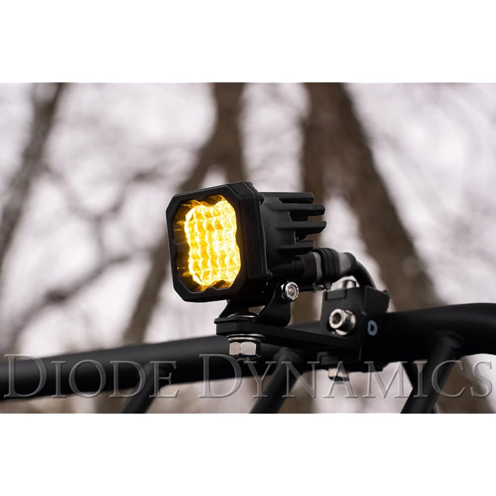 Diode Dynamics Stage Series C1 Yellow Sport Standard LED Pod (pair), with flood amber backlight