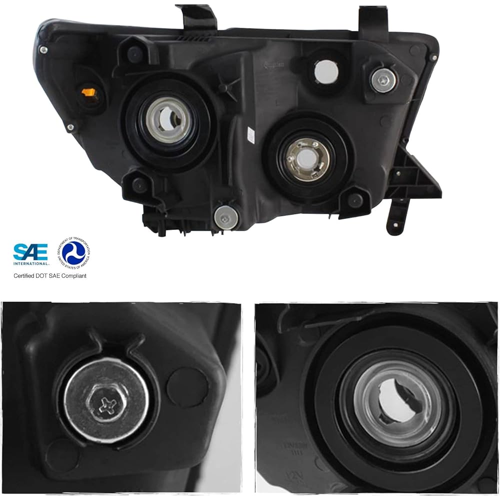 Toyota Tandola OE replacement Black headlight driver/passenger seat headlamp.