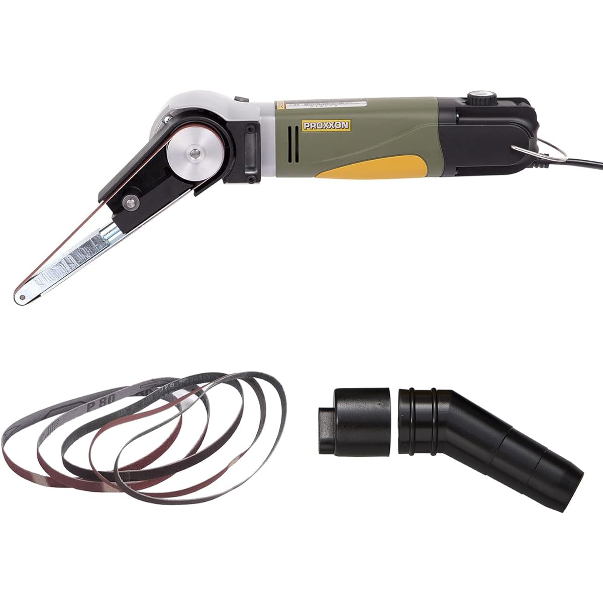 PROXXON Micro Belt Sander Electric Belt Sander Head angle adjustable, stepless electronic control with adjustable rotation speed No.27510