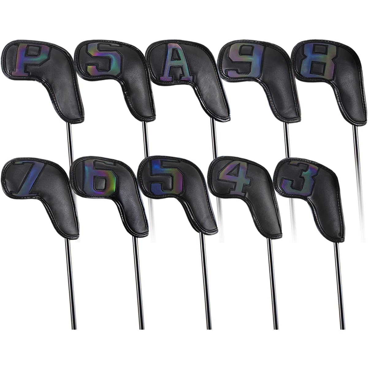 Scott Edward 10PCS Wedge Iron Golf Headcover Set PU Waterproof and Durable Strong Magnetic, Large Numbers Suitable for Most Brand Clubs