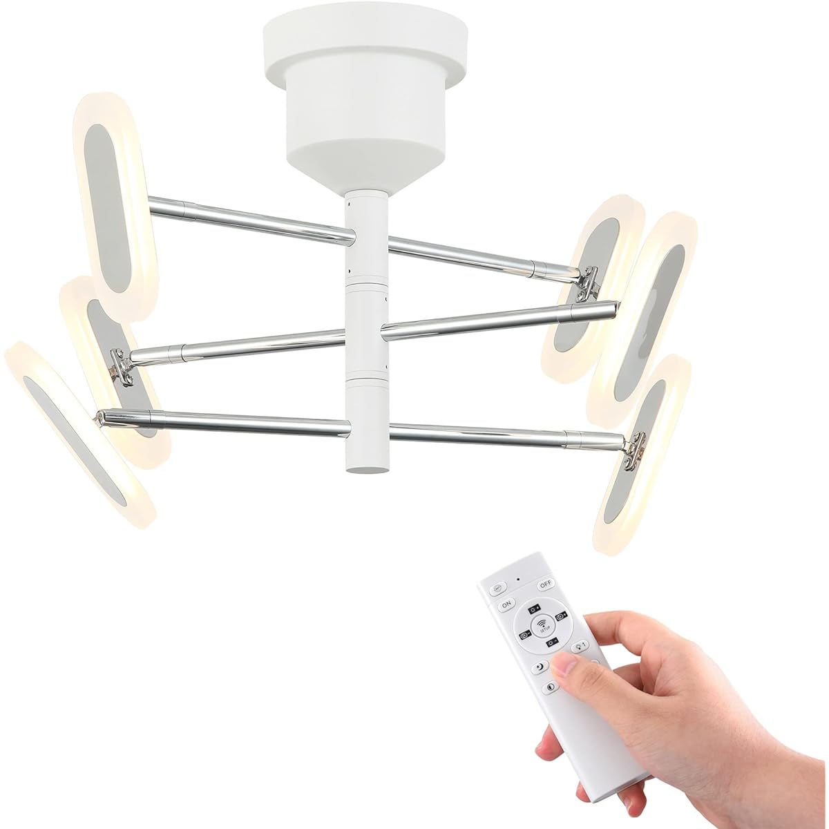 Ceiling Light LED 6 Lights Remote Control Dimming Color Stylish Lighting Fixture Built-in LED LED Integrated Light Scandinavian Dining Table Simple Cafe Bedroom Living Dining Trinebu 6 Tatami 8 Tatami 10 Tatami 12 Tatami (White)