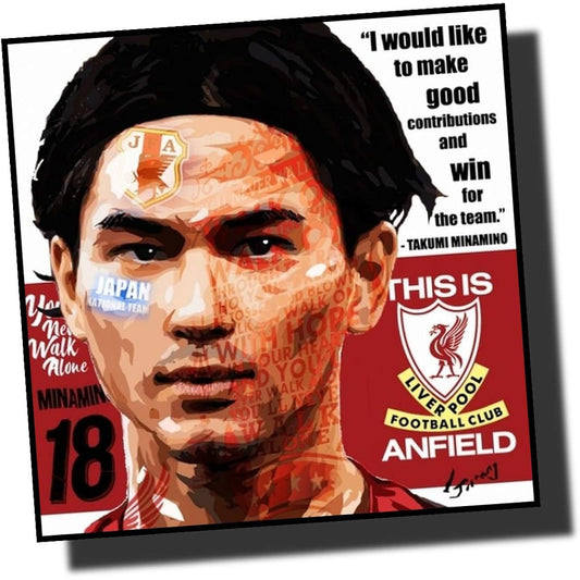 TAKUMI MINAMINO Takumi Minamino Liverpool FC Overseas Soccer Art Panel Wooden Wall Hanging Interior Poster