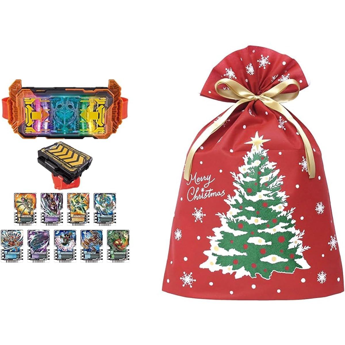 [Bandai] Kamen Rider Gatchard Transformation Belt DX Gatcher Driver & Gatchard Draw Holder Set + Indigo Christmas Wrapping Bag 3L Christmas Tree Red XG283