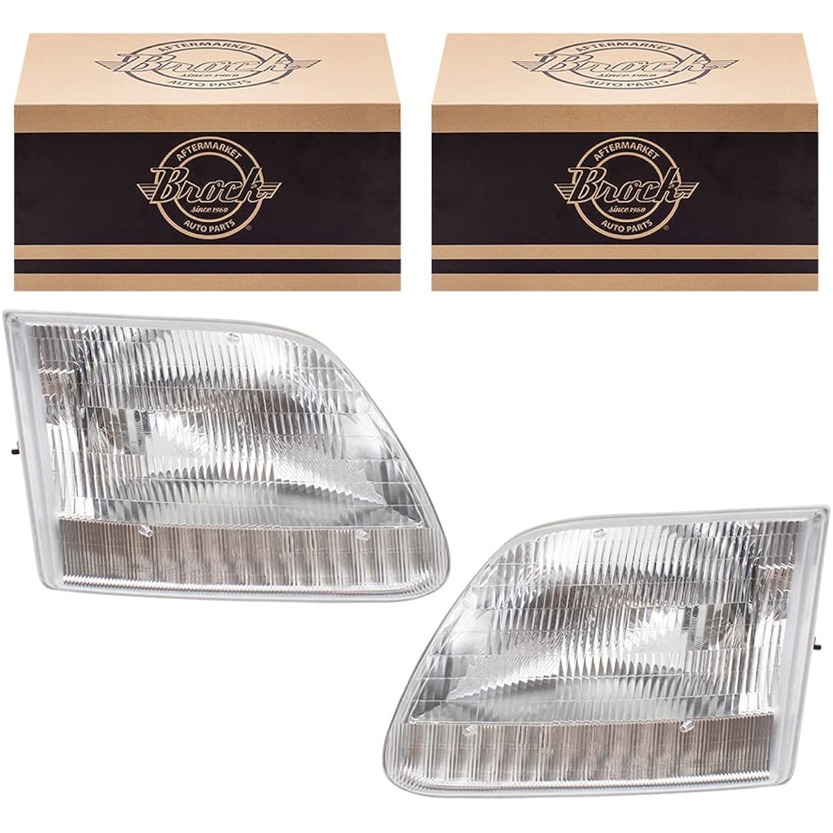Autoandart After Market replacement driver left passenger seat right halogen combination headlight assembly set 1997-04 compatible with Ford F-150