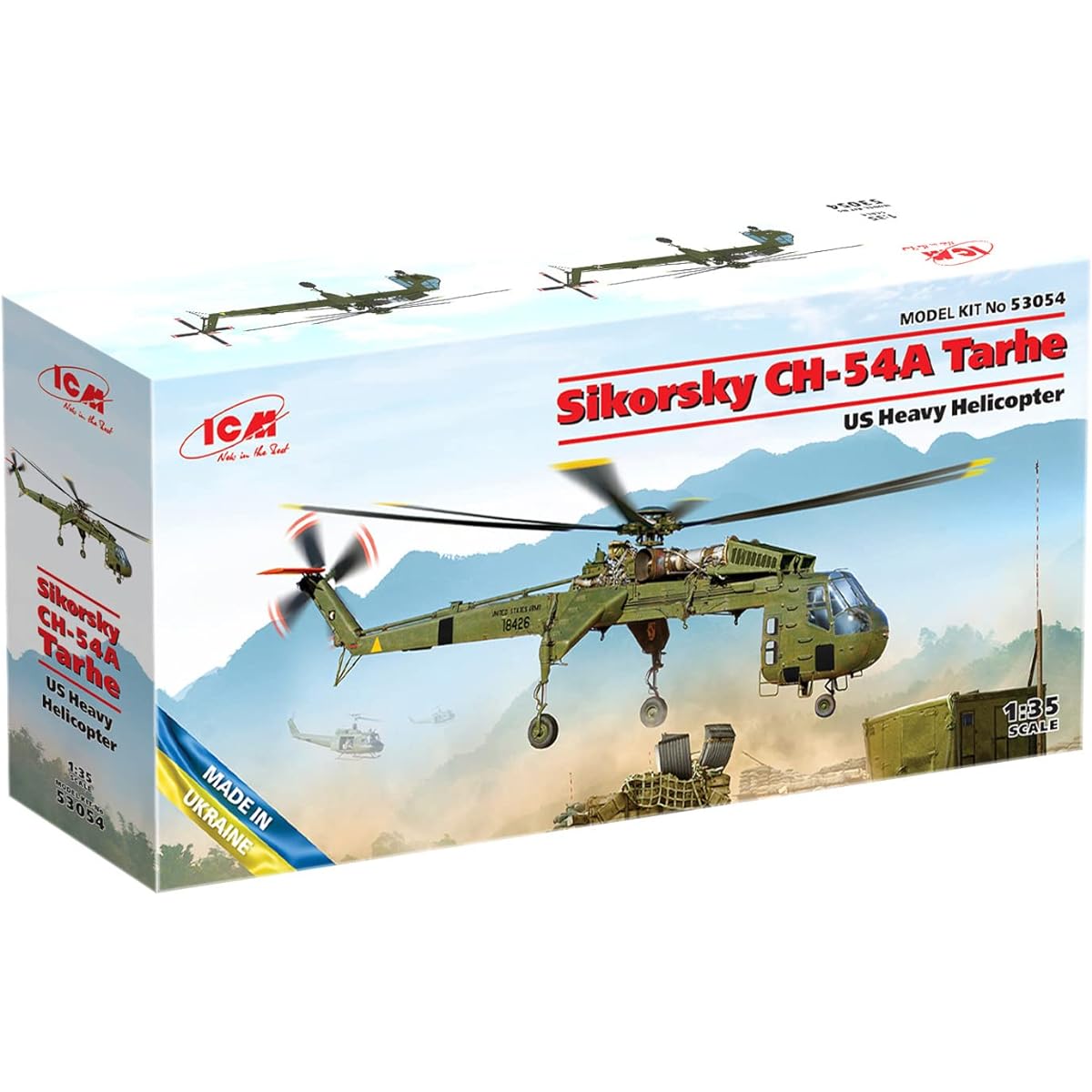 ICM 1/35 US Army Heavy Transport Helicopter Sikorsky CH-54A Tarhe Plastic Model 53054