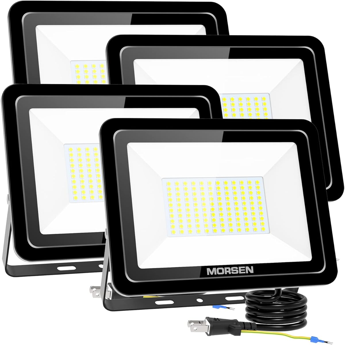 MORSEN LED Floodlight 100W 4 Set Floodlight 13000LM Ultra Thin Floodlight Outdoor 100V Light Device Work Light Outdoor Light Construction Light LED Light Outdoor Outdoor Waterproof Sign Light Fishing Light For Parking Lot