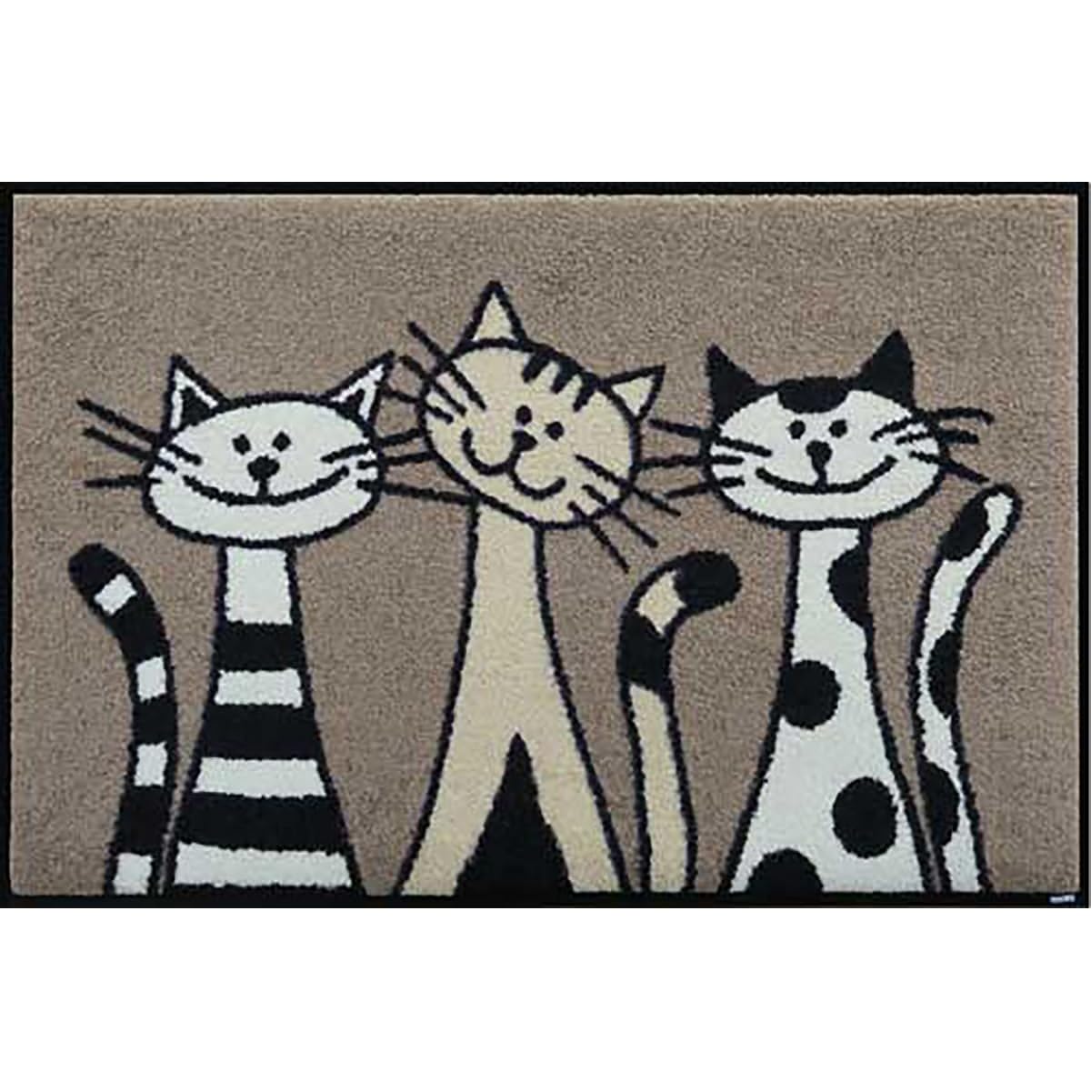 Entrance mat thin wash+dry Three Cats greige 50×75 cm