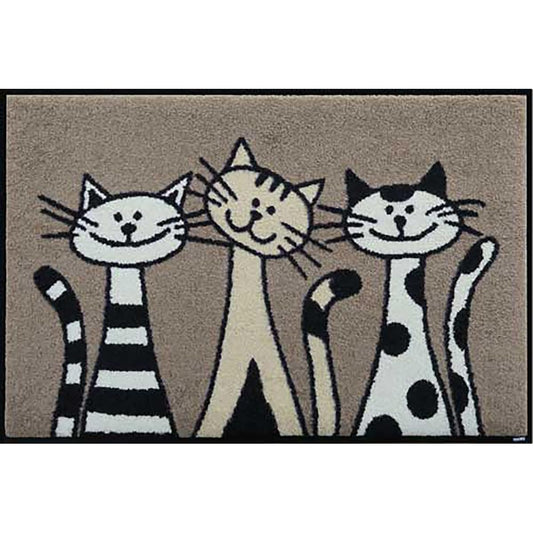 Entrance mat thin wash+dry Three Cats greige 50×75 cm