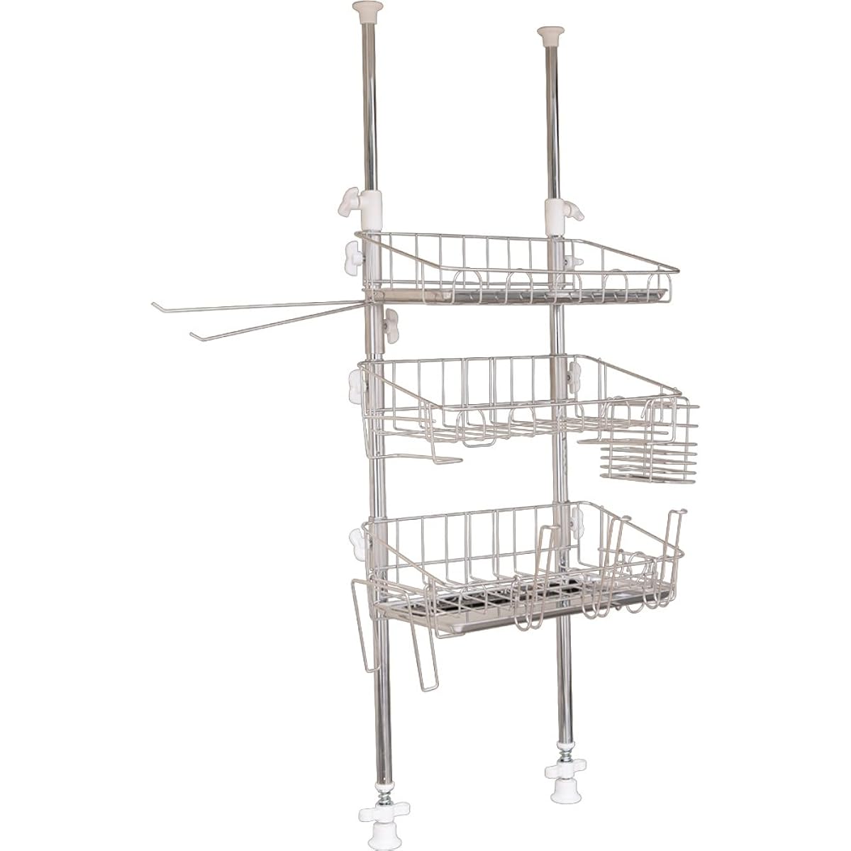 Iris Plaza Kitchen Rack Silver 37.5 x 18 x 69~110cm 3 Tiers Stainless Steel Made in Japan Tsubame Kitchen Series