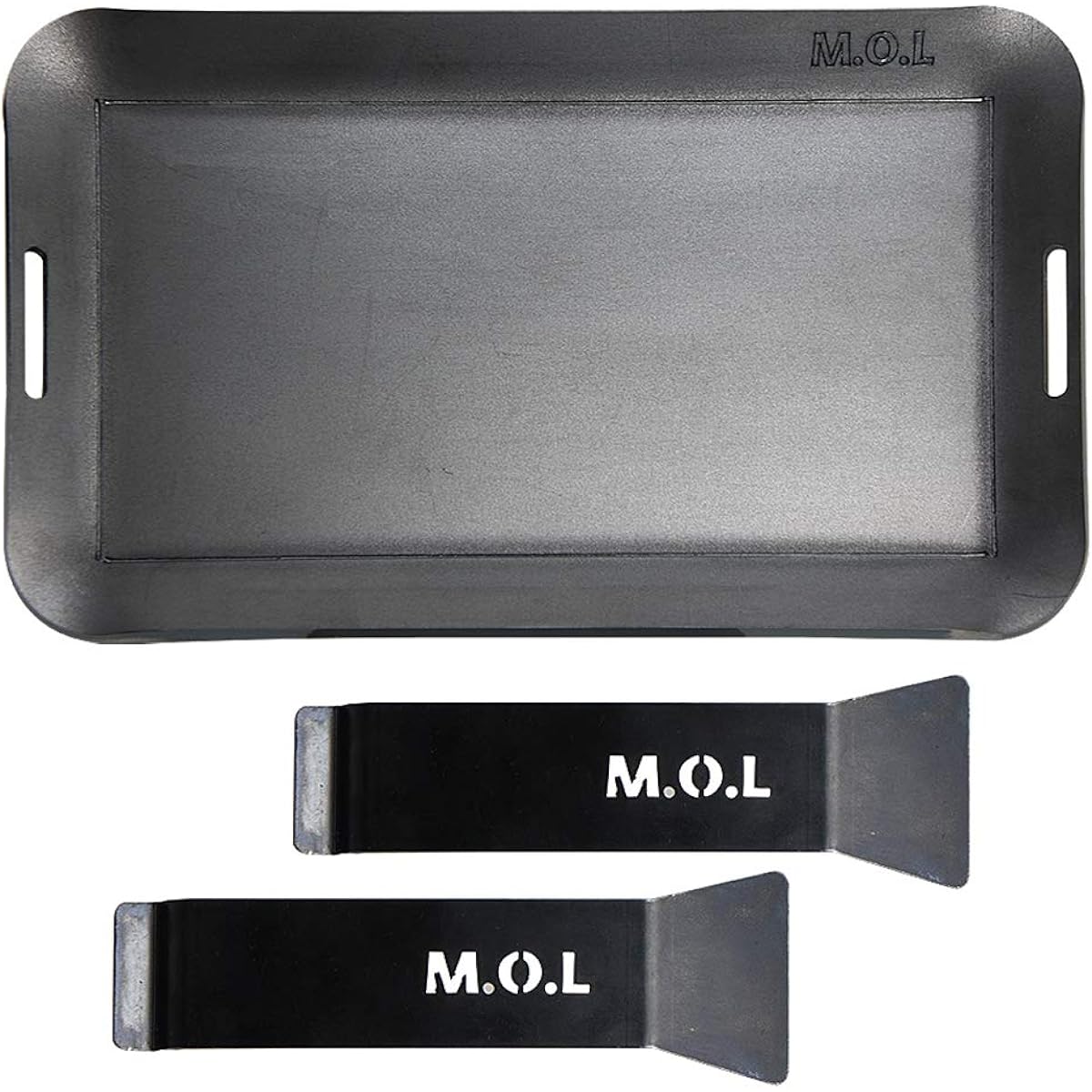 M.O.L Extra Thick Outdoor Iron Plate L MOL-X10L Rectangle (15cm x 25cm x 4.5mm thick/with handle & spatula/with border)