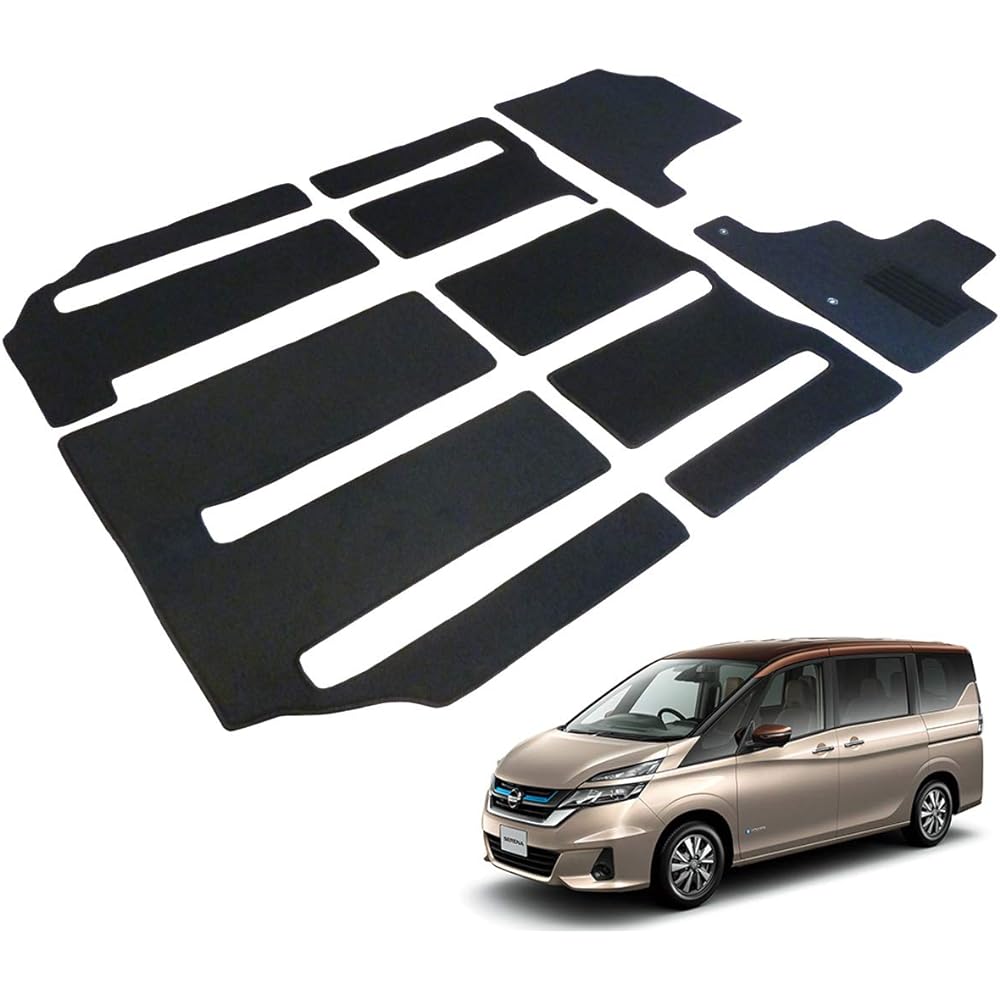 Fenice Car Mat Floor Mat Domestic Production (Nissan Serena e-POWER C27 Series) <For Ultra Long Slide Seats> Black Anti-Slip Shape Resistant to Slip Car Mat Black (Car Parts Specialty Store)