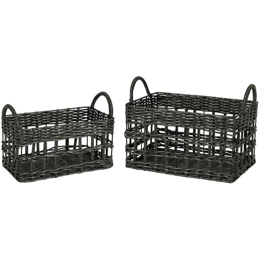 SPICE OF LIFE Basket Re-PLA Handle Recto Basket 2 Size Set Charcoal Gray Large 100% Recycled Plastic Water Resistant Powder Coated Wire Included LALF2149CH