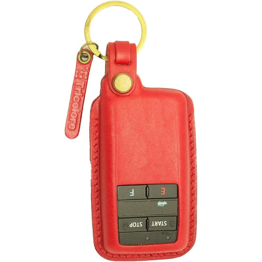 [TOYOTA Genuine Engine Starter] (Antenna Extendable) Tricolore Exchange Fully Hand-stitched Genuine Leather Smart Key Case Phoenix Red 1SC6T0105-R