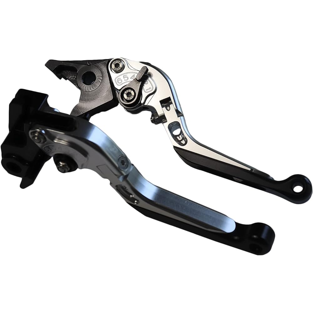 Motorcycle CNC machined brake clutch lever left and right set Barios Zephyr ZRX ZZ-R Estrella and others [Dream-Japan] 4 colors [a378] Foldable & angle & telescopic adjustment function included (Silver)