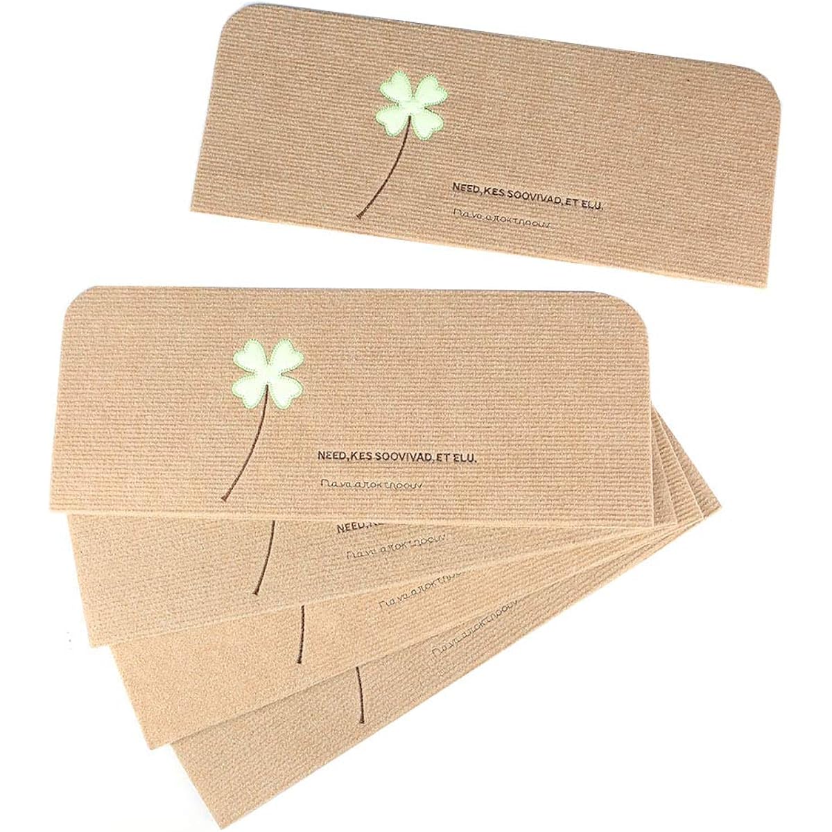 Stair Mat YMR Anti-Slip Set of 15 Luminous Design Soundproof Washable Scratch Prevention Folding Approx. 55 x 22 cm Step Mat for Stairs All Seasons Suction Type Washable (Clover (Khaki), 15)