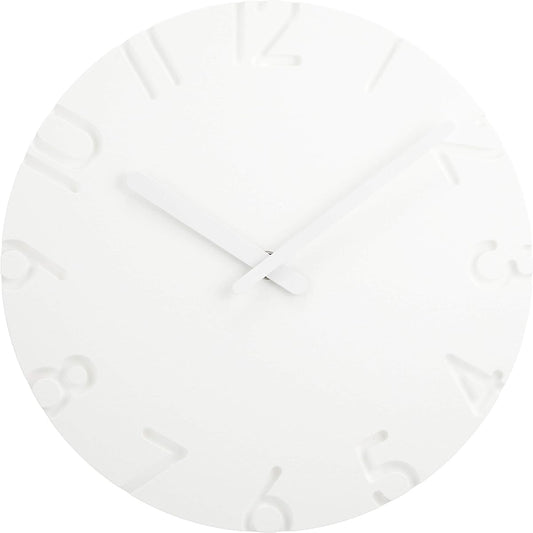 Lemnos Wall Clock Analog Carved White CARVED Arabic Diameter 24cm NTL10-04A Lemnos White