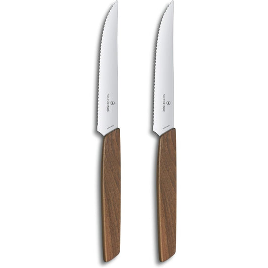 VICTORINOX Petty Knife Steak Knife Wave Blade 12cm Wood Set of 2 6.9000.12WG