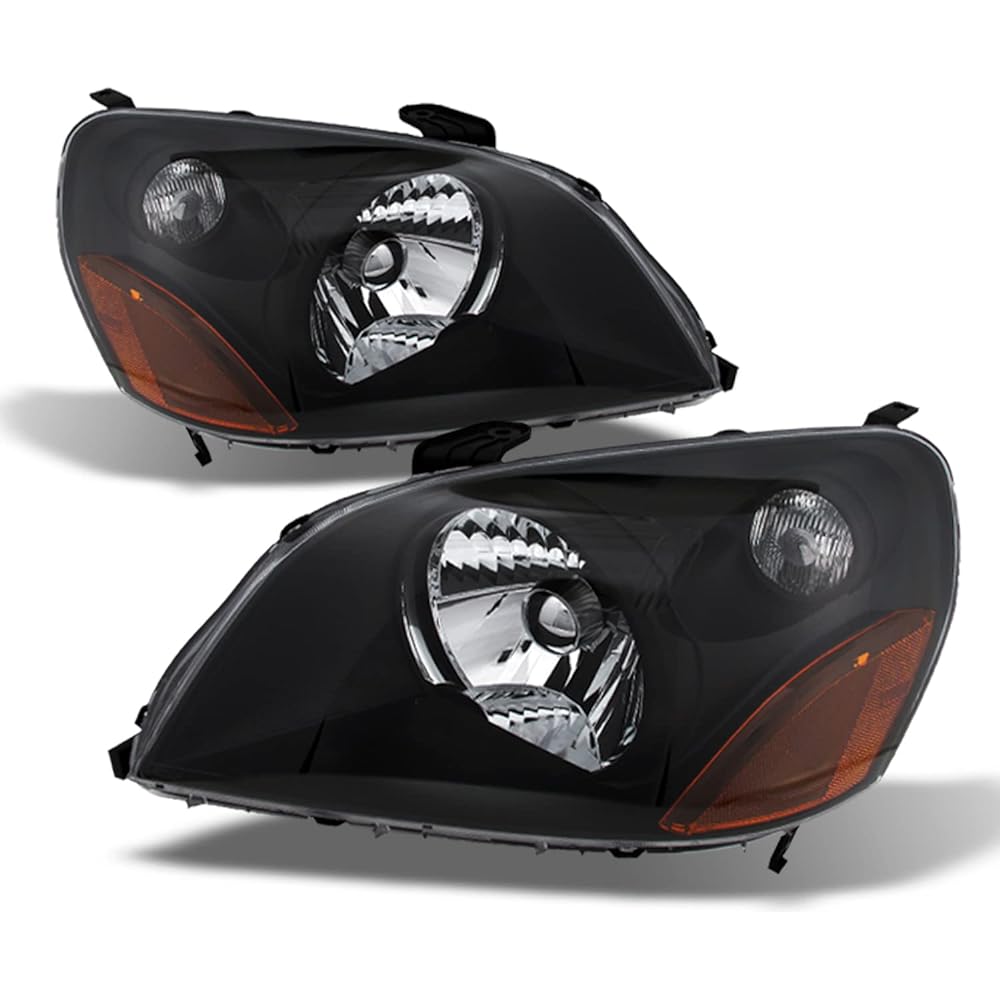 2003-05 Honda Pilot JDM Black Bezel OE replacement Headlight Driver/Suppira seat Amber head lamp pair