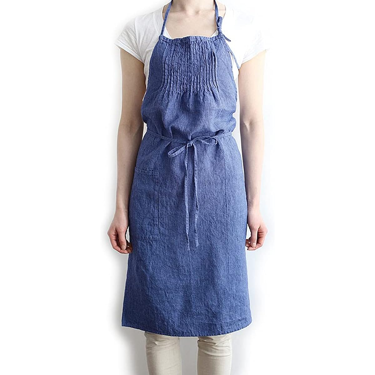 Lino e Lina Full Apron Sabine Prussian Blue Apron Cute Simple Natural Apron Linen