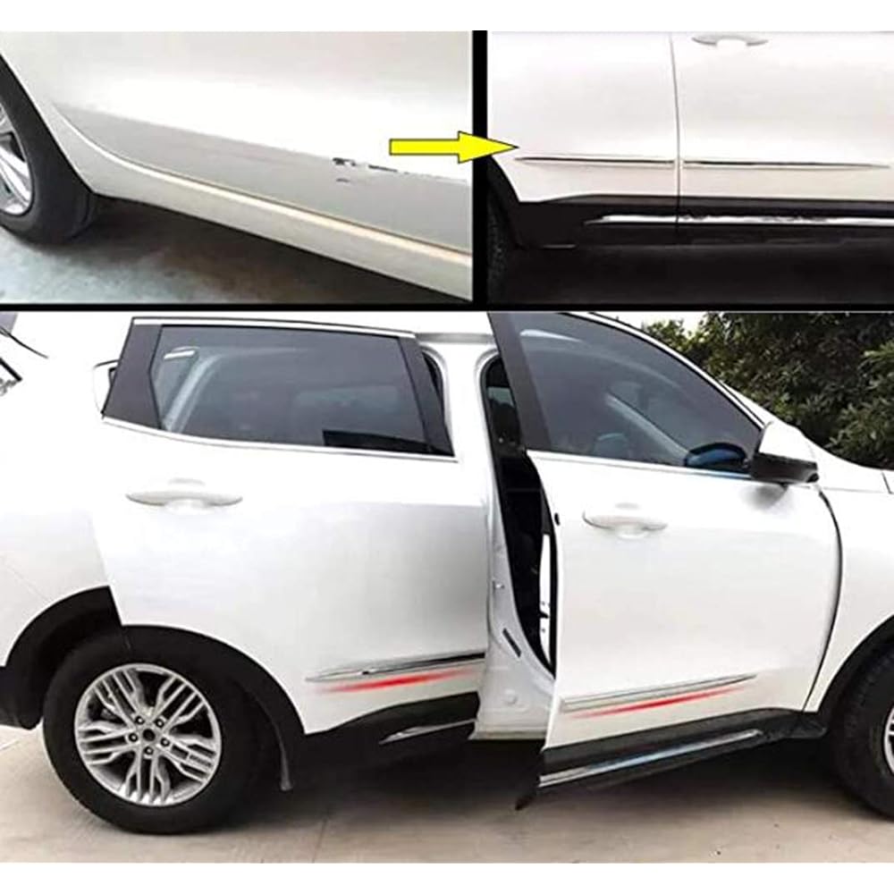 Lightbuddy Car Exterior Chrome Plated Side Door Under Molle Scratch Resistant General Purpose ABS Chrome Mirror Surface 4P (Length 37.8 x 2 inches (96 cm) x 2p 23.6 inches (60 cm) x 2P)