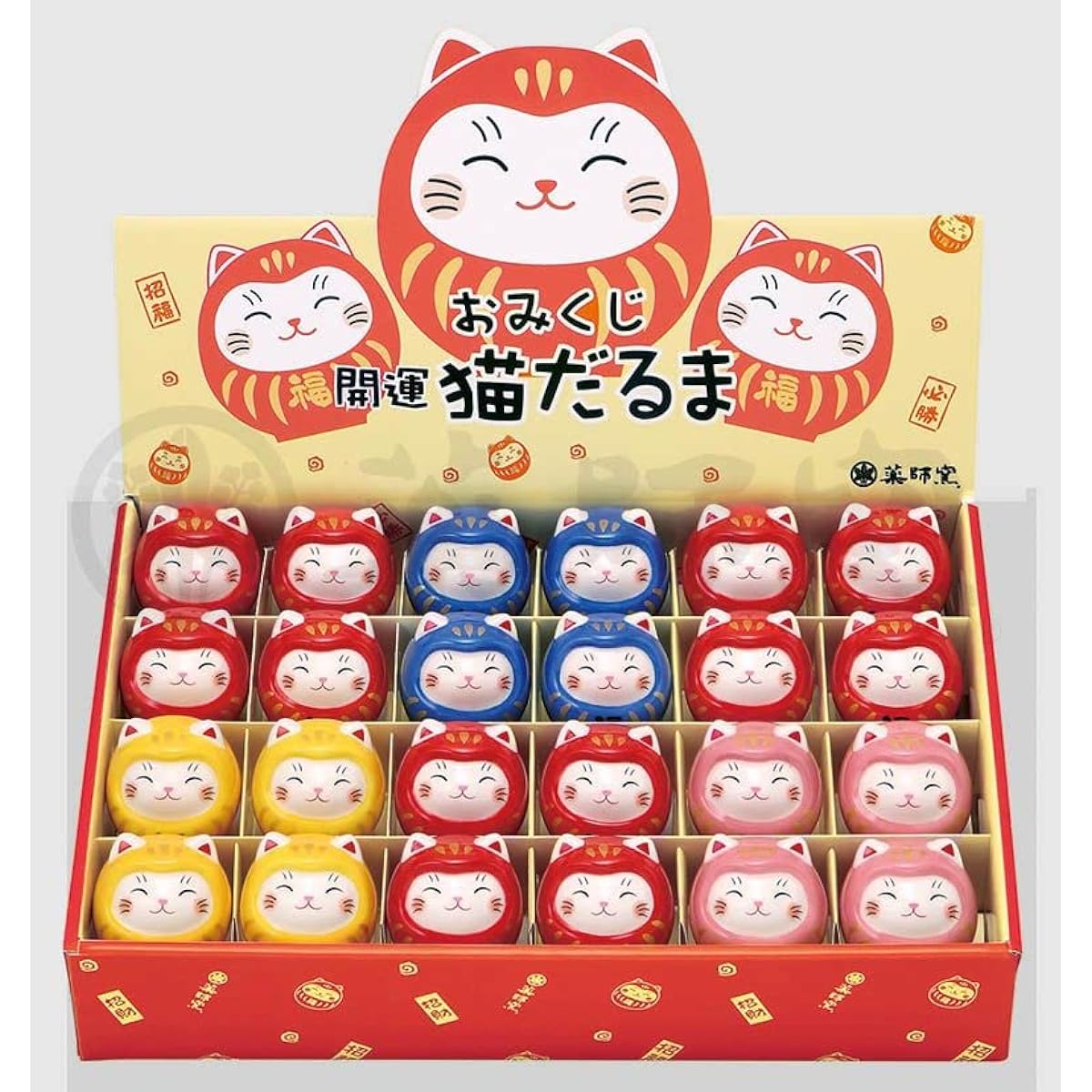 Yakushigama Aya Omikuji Good Luck Cat Daruma Display Set [7807] Increase Luck Feng Shui Ornament Interior Cat Cat Cat