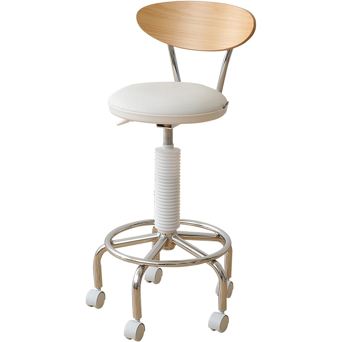 YAMAZEN Cybercom 2WAY Bar Counter Chair with Casters White CB-388(W)