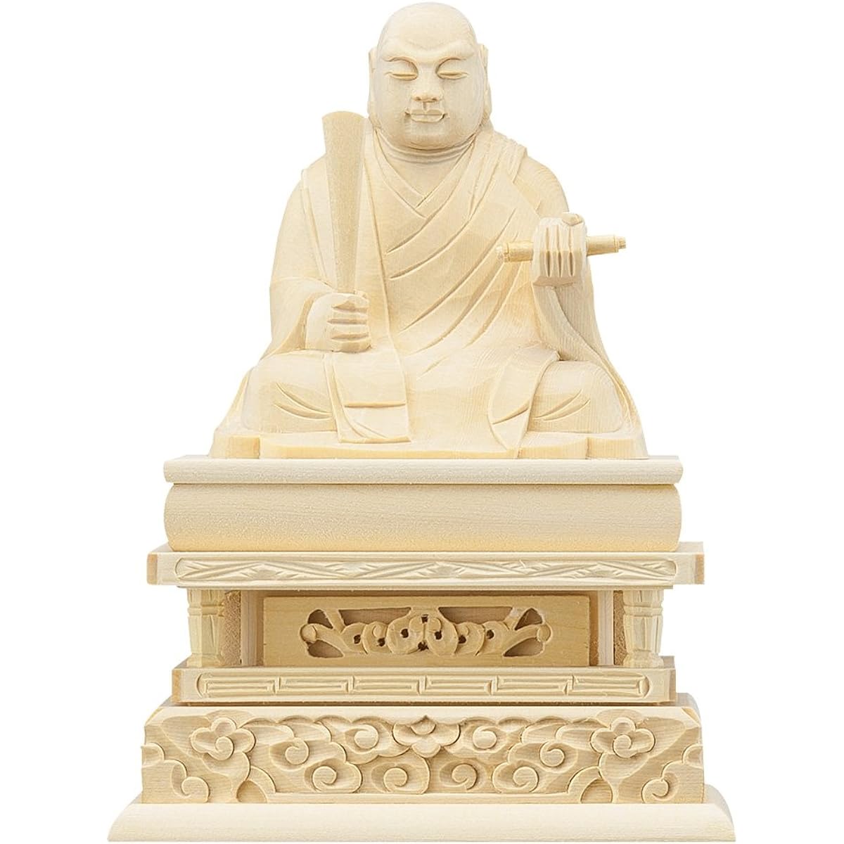 Buddhist altar shop Takita Shoten Buddhist statue Supervised by the great Buddhist master ``Hokarikodo'' Nichiren Saint (Nichiren sect) White wooden 2 dimensions (height 13.3 cm x width 9.8 cm) Principal Buddha statue for Buddhist altar, wood carving [Ta