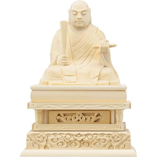 Buddhist altar shop Takita Shoten Buddhist statue Supervised by the great Buddhist master ``Hokarikodo'' Nichiren Saint (Nichiren sect) White wooden 2 dimensions (height 13.3 cm x width 9.8 cm) Principal Buddha statue for Buddhist altar, wood carving [Ta