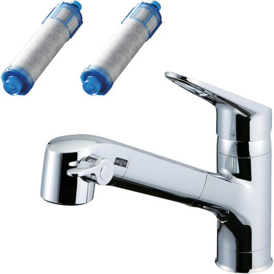 LIXIL Kitchen Faucet Increased Water Purification Cartridge (2 Pieces) RJF-771YA-B [For General Places] With Hand Shower Built-in Water Purifier Single Lever Water Faucet INAX