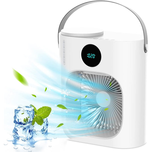 "Humidification Cooling 2023 Improved Model" Karcusiny Cooling Fan, USB Connection Type, Tabletop Cooler, Quiet, 900ml Water Tank, Large Capacity, Timer Included, 3 Levels of Air Flow Adjustment, Mist, Mini Cooler, Portable, Tabletop Circulator, Includes