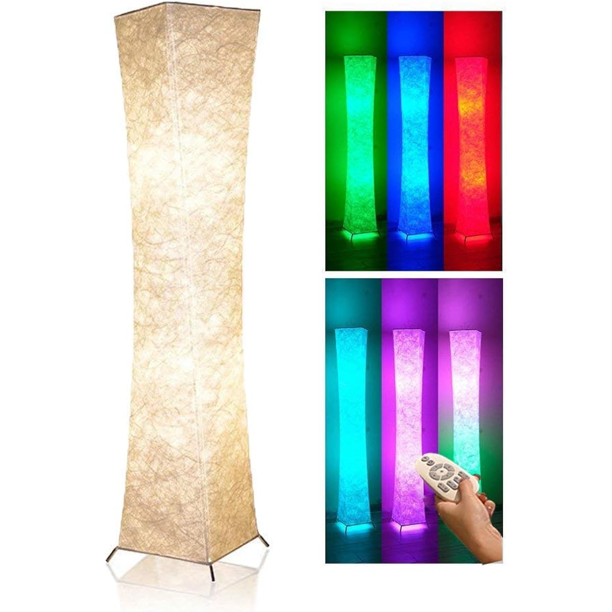 LEONC creative floor light, floor lamp, floor stand, illumination, indirect lighting, light & color changing RGB bulb (9W/2), seven color conversion, wireless remote control, automatic timer, bedroom, drawing room, interior, 26 x 132 cm (General height)