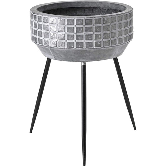 SPICE OF LIFE Pot Cover Accessory Holder Bowl with Metal Legs SCANDINAVIAN L Size Diameter 41cm Height 48.5cm Three Legs Screw-in Legs FJGK2943 Gray