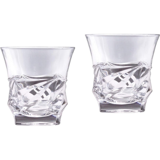 Yoshitani Glass Bohemia Glass Dynamic Pair Rocks Glass Clear Approx. 300ml x 2 CZ-74-2 2 pieces